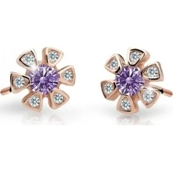 Náušnice Cutie Jewellery Dětské náušnice z růžového zlata C2156-30-X-4 fialová + 2 měsíce na vrácení zboží