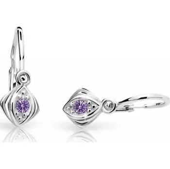 Náušnice Cutie Jewellery Dětské náušnice z bílého zlata C1897-10-X-2 fialová + 2 měsíce na vrácení zboží