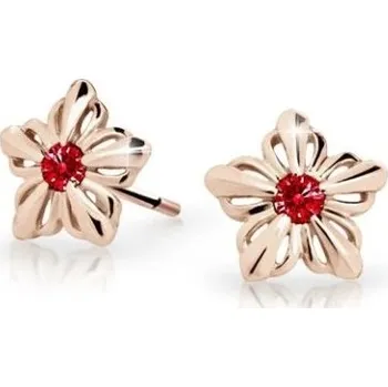 Náušnice Cutie Jewellery Dětské kytičkové náušnice z růžového zlata C2238-30-X-4 červená + 2 měsíce na vrácení zboží