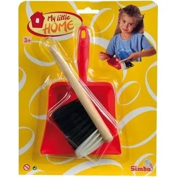 Dřevěná hračka SIMBA Košťátko s lopatičkou (lopatka s dřevěným košťátkem)- červená