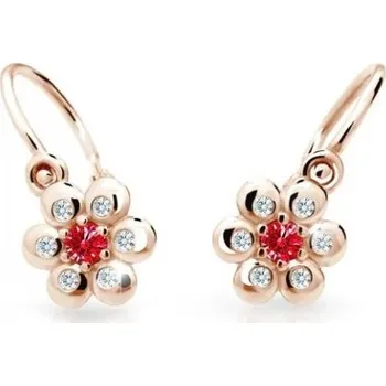 Náušnice Cutie Jewellery Kytičkové dětské náušnice z růžového zlata C2247-10-X-4 červená + 2 měsíce na vrácení zboží