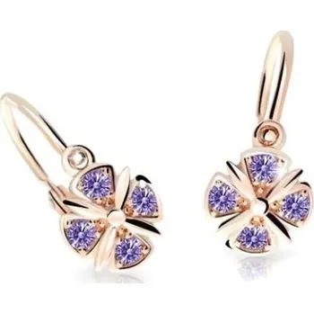 Náušnice Cutie Jewellery Slušivé dětské náušnice z růžového zlata C2245-10-X-4 fialová + 2 měsíce na vrácení zboží