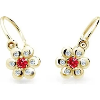 Náušnice Cutie Jewellery Kytičkové dětské náušnice ze žlutého zlata C2247-10-X-1 červená + 2 měsíce na vrácení zboží