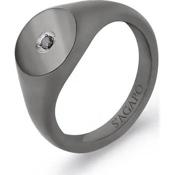 Prsten S'Agapõ Výrazný ocelový prsten s černým zirkonem Tag Me Too STG32 59 mm + 2 měsíce na vrácení zboží