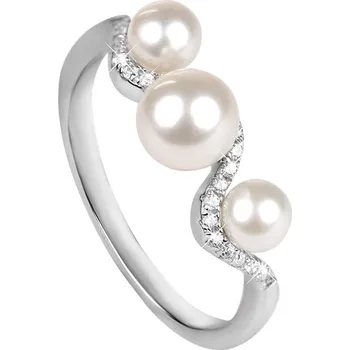Módní doplněk Silver Cat Stříbrný prsten se zirkony a perlou SC339 56 mm + 2 měsíce na vrácení zboží