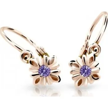 Náušnice Cutie Jewellery Půvabné dětské náušnice z růžového zlata C2261-10-X-4 fialová + 2 měsíce na vrácení zboží