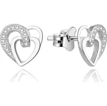 Beneto Stříbrné srdíčkové náušnice se zirkony AGUP1527 + 2 měsíce na vrácení zboží