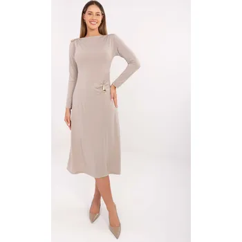 Dámské šaty Elegantní šaty se sponami Italy Fashion béžové EU velikost: Univerzální