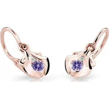 Náušnice Cutie Jewellery Dětské náušnice z růžového zlata C2224-10-X-4 fialová + 2 měsíce na vrácení zboží