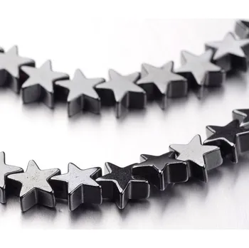 Dětské navlékací korálky Hematit hvězda 6 x 2 mm (návlek cca. 43 korálků)