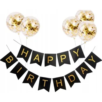 Girlanda VŠECHNO NEJLEPŠÍ K NAROZENINÁM balónky konfety narozeniny