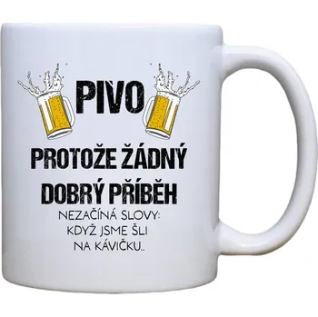 Keramický hrnek s potiskem Pivo dobrý příběh Objem a motiv: 400 ml červený uvnitř