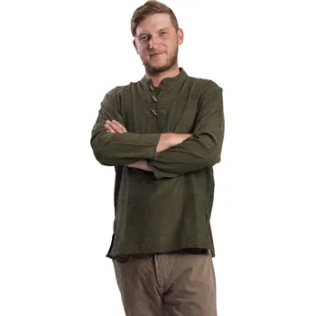 Pánská košile Košile Nepál / ETNO KURTA army zelená XL