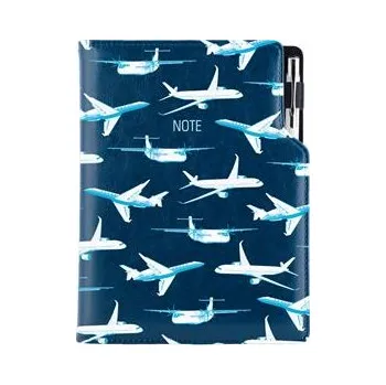 Zápisník Notes - zápisník DESIGN B5 linkovaný - modrá - Letadla