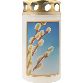 Svíčka Velikonoční hřbitovní svíčka 100 g s víčkem, různé druhy Barva: S kočičkami