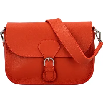 Kabelka Stylová dámská kožená crossbody kabelka Erwig, červeno-oranžová