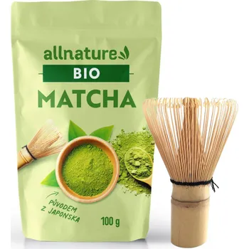 Čaj Allnature Matcha Tea Premium BIO 100 g + japonská metlička