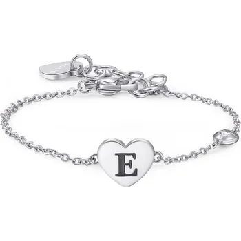 Módní doplněk S'Agapõ Stříbrný ocelový náramek s písmenem E Click SCK122 + 2 měsíce na vrácení zboží
