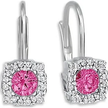 Náušnice Brilio Čtvercové visací náušnice s fuchsiovými krystaly 239 001 00976 0700700 + 2 měsíce na vrácení zboží