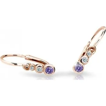Náušnice Cutie Jewellery Dětské náušnice z růžového zlata C2255-10-X-4 fialová + 2 měsíce na vrácení zboží