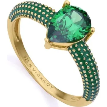 Módní doplněk Viceroy Překrásný pozlacený prsten se zeleným zirkonem 15122A0 59 mm + 2 měsíce na vrácení zboží