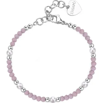 Náramek S'Agapõ Ocelový korálkový náramek s umělými perlami Glint SGI19 + 2 měsíce na vrácení zboží
