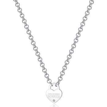 Šperk S'Agapõ Slušivý ocelový náhrdelník se srdíčkem Be My Always SBM75 + 2 měsíce na vrácení zboží