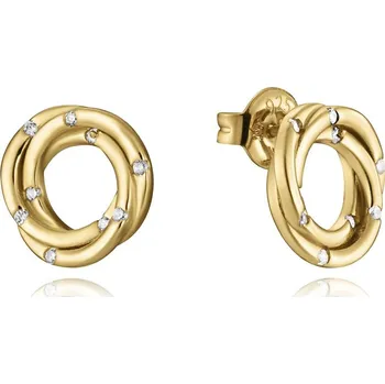 Módní doplněk Viceroy Něžné pozlacené náušnice kruhy se zirkony 13067E100-30 + 2 měsíce na vrácení zboží