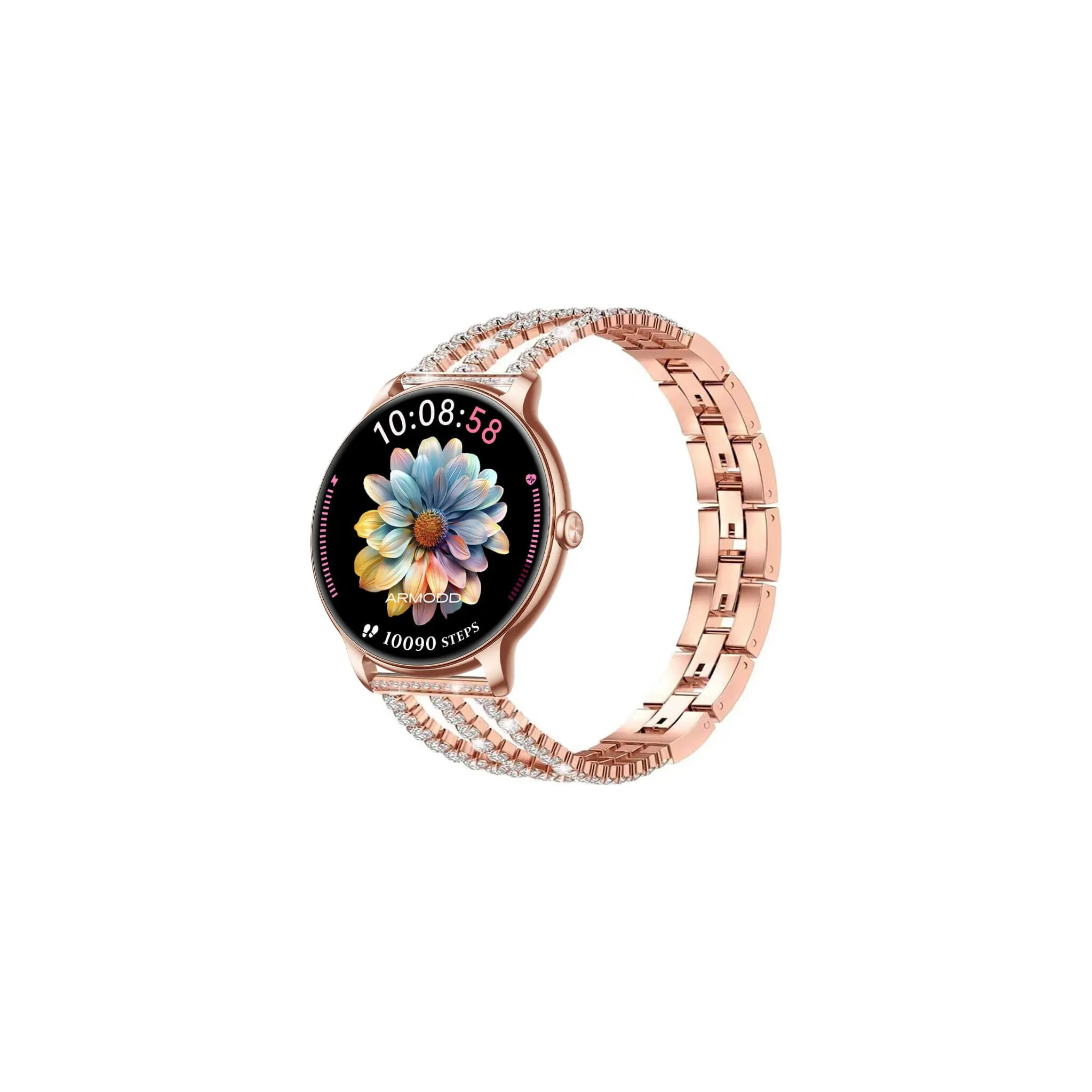 Fotografie 1 - Chytré hodinky Armodd Slim rose gold/rose gold kovový třpytivý řemínek a silikonový řemínek