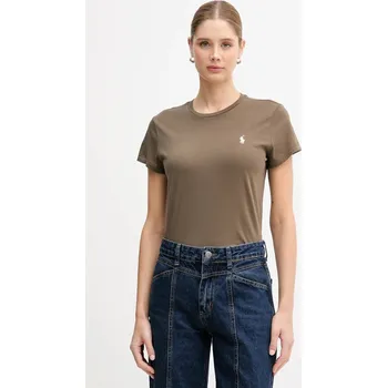 Bavlněné tričko Polo Ralph Lauren 211B14605 hnědá 88X, vel. XS