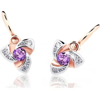 Náušnice Cutie Jewellery Dětské náušnice z růžového zlata C2203-10-X-4 fialová + 2 měsíce na vrácení zboží