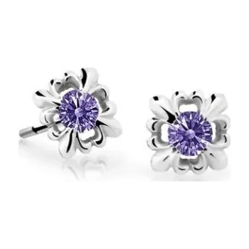 Náušnice Cutie Jewellery Roztomilé dětské náušnice z bílého zlata C2212-30-X-2 fialová + 2 měsíce na vrácení zboží