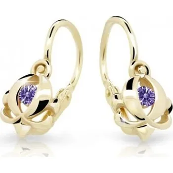 Náušnice Cutie Jewellery Zlaté dětské náušnice C2218-10-X-1 fialová + 2 měsíce na vrácení zboží