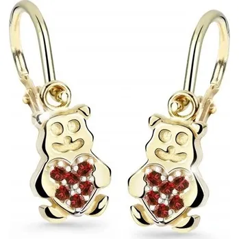 Náušnice Cutie Jewellery Dětské náušnice ze žlutého zlata Medvídci C2751-10-X-1 červená + 2 měsíce na vrácení zboží
