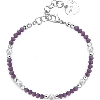 Náramek S'Agapõ Ocelový korálkový náramek s umělými perlami Glint SGI18 + 2 měsíce na vrácení zboží