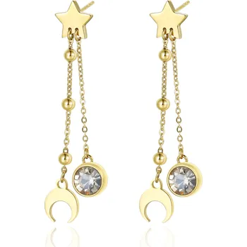 Módní doplněk S`Agapõ Dlouhé pozlacené ocelové náušnice Aurora SAR18 + 2 měsíce na vrácení zboží