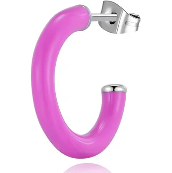 Módní doplněk S'Agapõ Single kruhová náušnice s fuchsiovým smaltem Vibes SVB43 + 2 měsíce na vrácení zboží