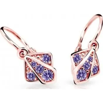 Náušnice Cutie Jewellery Dětské náušnice z růžového zlata C2241-10-X-4 fialová + 2 měsíce na vrácení zboží