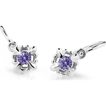 Náušnice Cutie Jewellery Roztomilé dětské náušnice z bílého zlata C2212-10-X-2 fialová + 2 měsíce na vrácení zboží