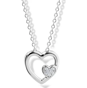 Módní doplněk Modesi Něžný stříbrný náhrdelník se zirkony Dvě srdce M43085 + 2 měsíce na vrácení zboží