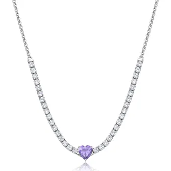 Šperk S'Agapõ Náhrdelník s fialovým kubickým zirkonem Dazzly SDZ149 + 2 měsíce na vrácení zboží