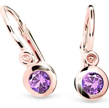 Náušnice Cutie Jewellery Překrásné dětské náušnice z růžového zlata C1537-10-X-4 fialová + 2 měsíce na vrácení zboží