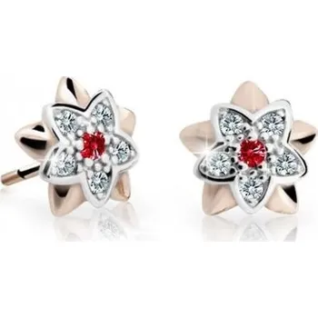 Náušnice Cutie Jewellery Dětské bicolor náušnice z růžového zlata C2210-30-X-4 červená + 2 měsíce na vrácení zboží