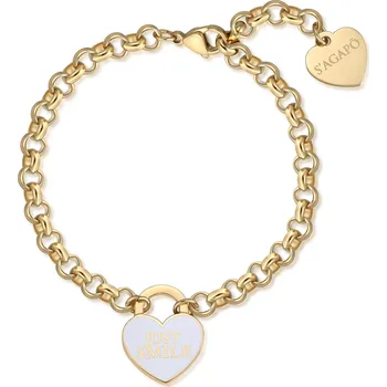 Náramek S'Agapõ Pozlacený ocelový náramek s přívěskem srdce Just Smile Be My Always SBM90 + 2 měsíce na vrácení zboží