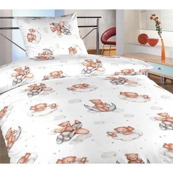 Dětské povlečení do postýlky bavlněné 45x60, 90x130 Teddy bear plane