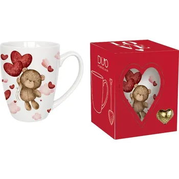 Porcelánový hrnek MEDVĚD S BALÓNY 350 ml s louhovačem v krabičce