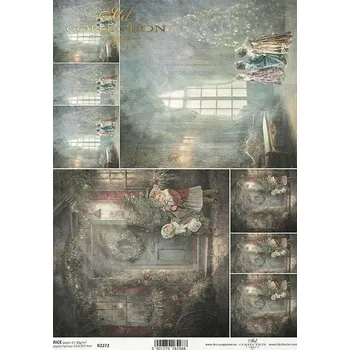 Výtvárné potřeby Rýžový papír A4 pro tvoření ITD - Retro vánoce - R2272