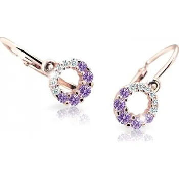 Náušnice Cutie Jewellery Dětské náušnice z růžového zlata C2154-10-X-4 fialová + 2 měsíce na vrácení zboží