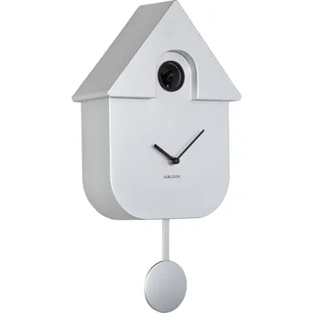 Hodiny Karlsson, Nástěnné hodiny s kukačkou Modern Cuckoo, stříbrná metalická - Formadore