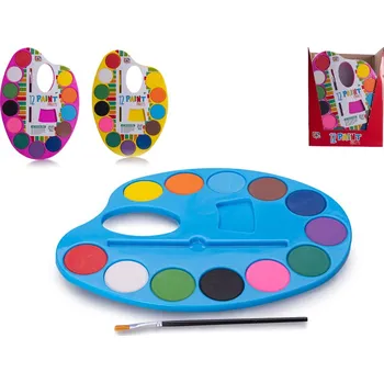 Vodová barva Paleta s barvami 12ks a štětcem 3barvy ve fólii